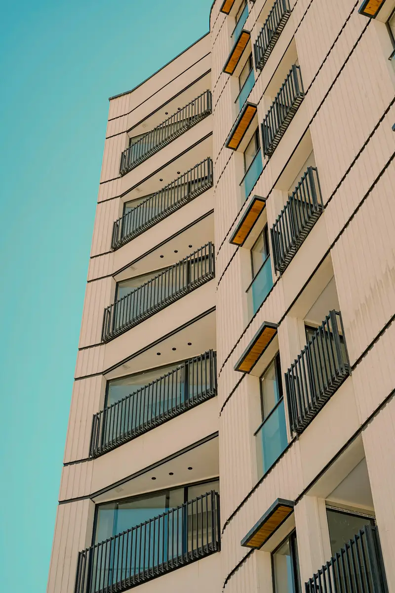 Apartment building balconies