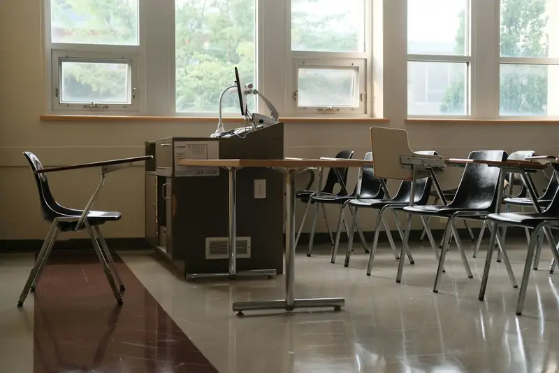 Clean classroom with polished floors