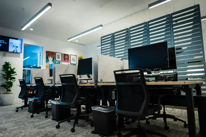 Office with rows of desks