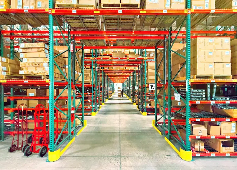 Warehouse aisle with racking